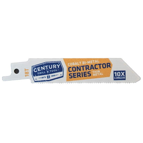 Century Drill & Tool 07418 4" Contractor Series Bi-Metal Reciprocating Saw Blade, 18T