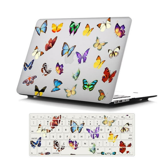 Case for MacBook Pro 15 inch with Keyboard Cover, MacBook Pro 15 inch Case A1707 A1990, GMYLE Floral Snap on Hard Shell Case Cover Keyboard Skin Set (Butterflies)