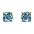 thumbnail image 3 of 2 Ct Round Cut Studs Blue Moissanite 18K Yellow Solid Solid Gold Everyday Dainty Earrings Push Back, 3 of 7