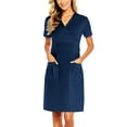 thumbnail image 2 of MuXiKeJi Scrub Dresses for Women Casual Solid Color Short Sleeve Nurse Working Uniform Pockets Stretchy V-Neck Holiday Workwear, 2 of 5