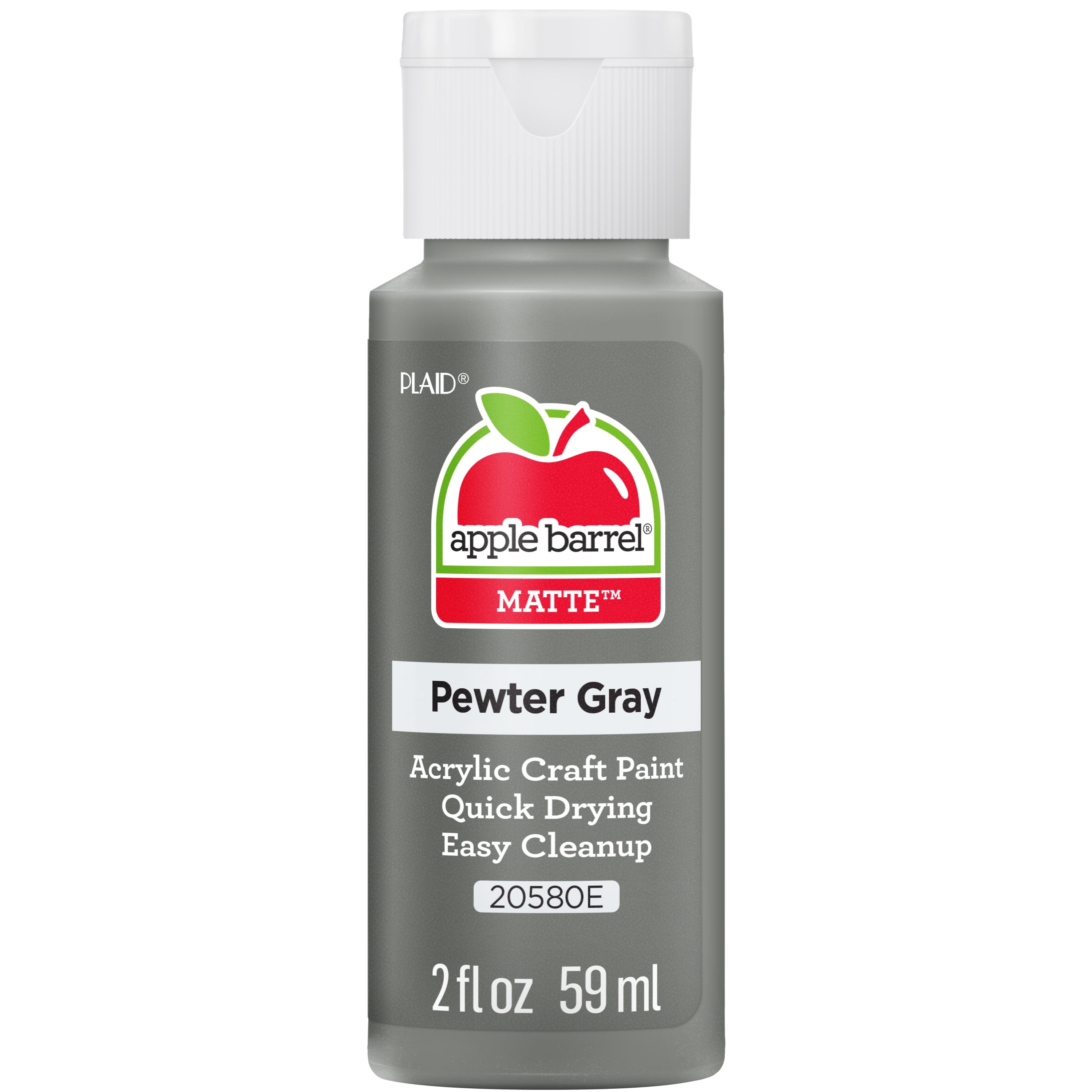 Apple Barrel Acrylic Craft Paint, Matte Finish, Pewter Grey, 2 fl oz
