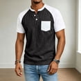 thumbnail image 2 of SAWOBUUN Men's Henley Shirt Short Sleeve Color Block Raglan Sleeve Button Down Top Casual Slim Fit T-Shirt with Chest Pocket, 2 of 5