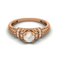 thumbnail image 1 of 5 MM Round Shape Pearl 925 Sterling Silver Rose Plated Blossom Design Ring, 1 of 3