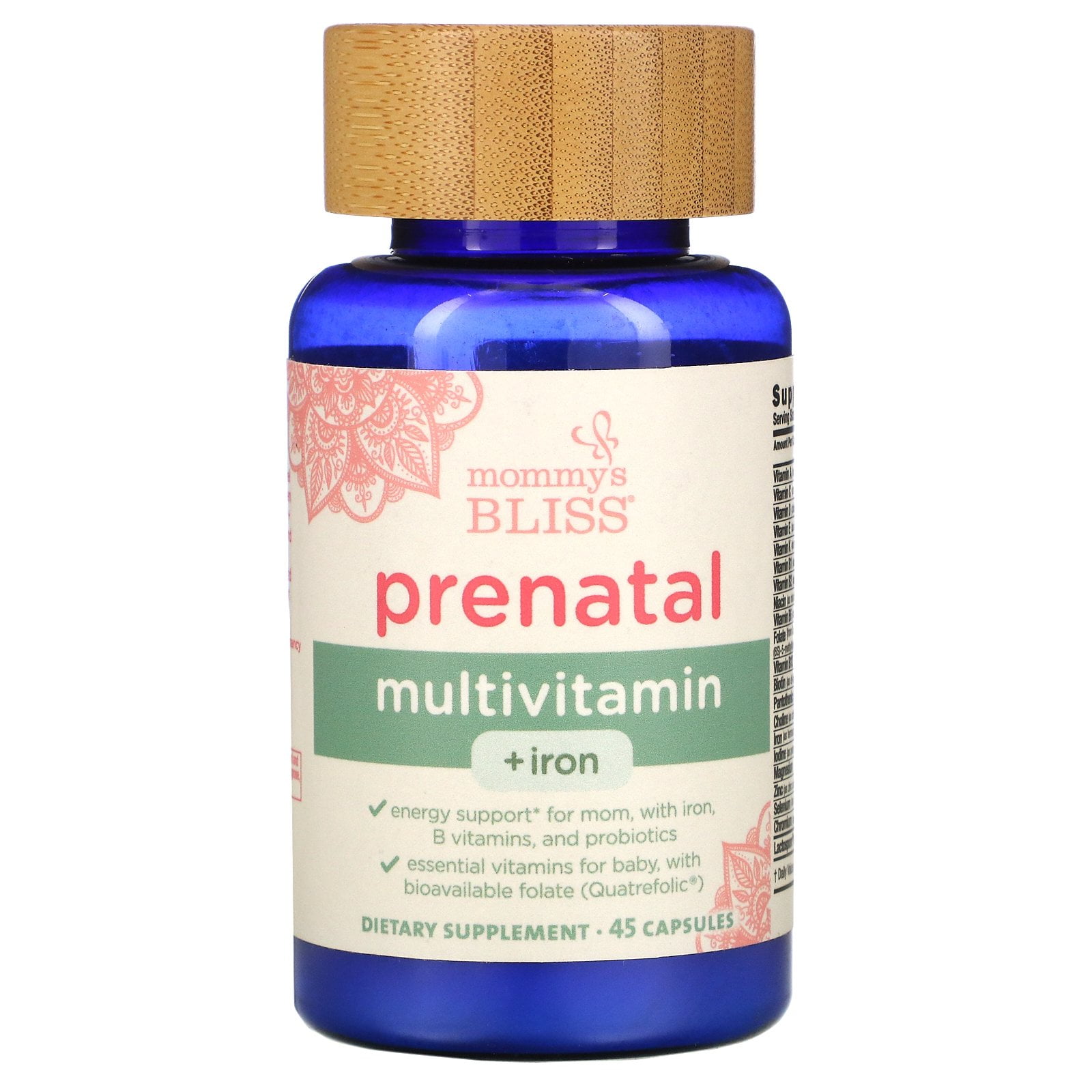 Mommy's Bliss Prenatal Multivitamin + Iron, 45 Capsules