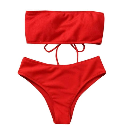 Yuhangmm Women s Strapless Bikini Bikini High Waist Split Bathing Suit And Robe Women Lingerie