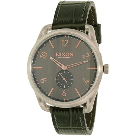 Nixon Men's A4652145 Grey Leather Swiss Quartz Dress Watch
