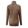 thumbnail image 4 of JHLZHS Womens Sweaters Dressy Casual Fall 2023 2024 Turtleneck Long Sleeve Cable Knit Sweaters Brown Small, 4 of 5