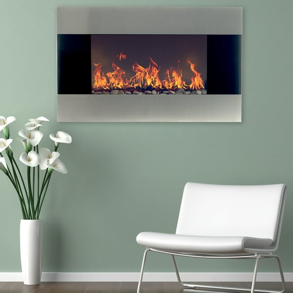 Northwest Electric Fireplace, Wall Mount & Remote -Stainless Steel