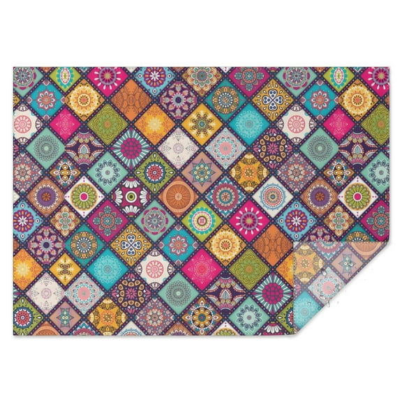 Boho Bohemia Flower Rectangle Tablecloth 60"x84",Waterproof Polyester Rectangle Table Cloth, Wipeable Spillproof Polyester Tablecloth for Dining, Camping, Indoor and Outdoor