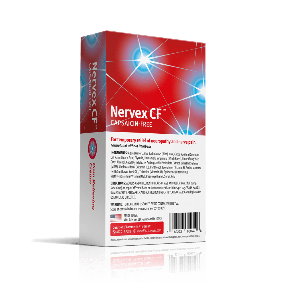 Vita Sciences Nervex CF, Topical Neuropathy Support Cream for Feet and Hands, Capsaicin Free, 1.7 oz