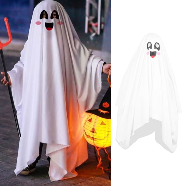 Disfraz Unisex De Capa De Fantasma Blanca, Disfraz Espeluznante Y