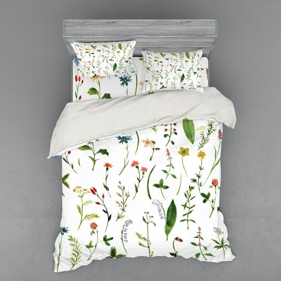 Ambesonne Colorful Bedding Set 4 Pcs, Flowers s, Queen, Multicolor