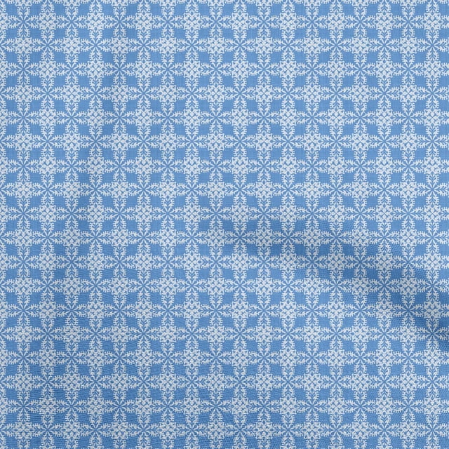 oneOone Cotton Flex Light Blue Fabric Geometric Tile Sewing Craft Projects Fabric Prints By Yard 40 Inch Wide