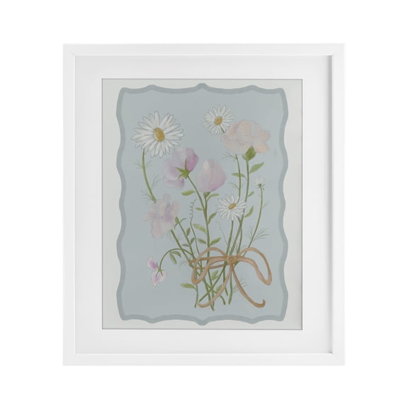 Spring Cottage Clippings White Framed Print Under Glass, design by Leslie Hermosa