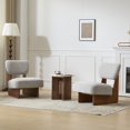 thumbnail image 3 of [Set of 2] Modern Grey Lounge Accent Chair with Polyester Upholstery and Walnut Wood Base, 3 of 10