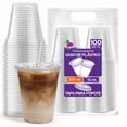 thumbnail image 1 of 100 Vasos de Plástico 12 oz (355 ml) con Tapa Plana para Popote - Vasos Transparentes para Bebidas Frías - Kit de 100 Vasos y 100 Tapas, 1 of 7