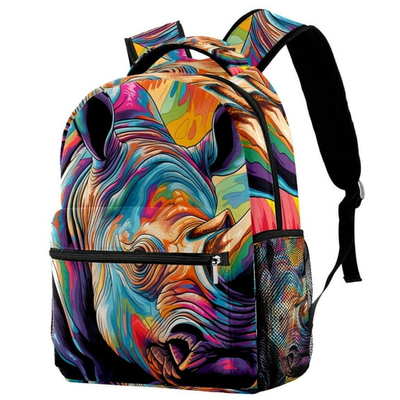 Lightweight Backpack Abstract Rhinoceros School Bag Travel Laptop Daypack for Men Women Casual Rucksack