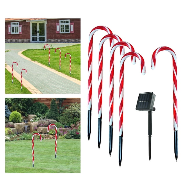 Christmas LED Lamps with Ground Stake Candy Cane Solar Lights for Patio Yard Sharpla Luz al aire libre