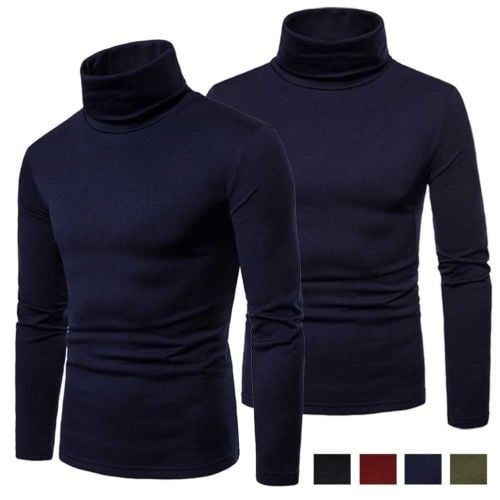 Mens Winte Warm Roll Turtle Neck Pullover Knitted Jumper Tops Sweater Shirt