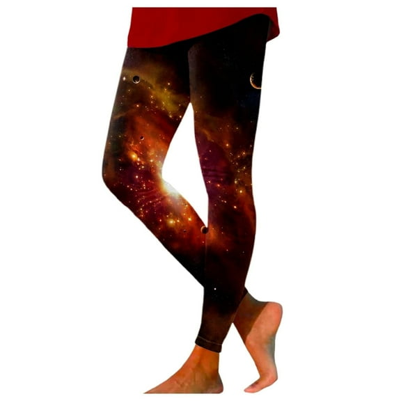 Sweatpants Women Galaxy Colorful Yoga Leggings Fancy Glitter 3D Printing Costume Pants Soft Polyester & Spandex Fabric Eye-Catching Design L Women's Pants