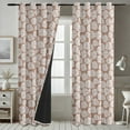 thumbnail image 4 of Vargottam Room Darkening Curtains - Rose Swirl Pattern, Set of 2 Panels, 42" x 108" - Grommet-Top Blackout Window/Door Drapes for Bedroom, Nursery & Living Room - Brown, 4 of 9