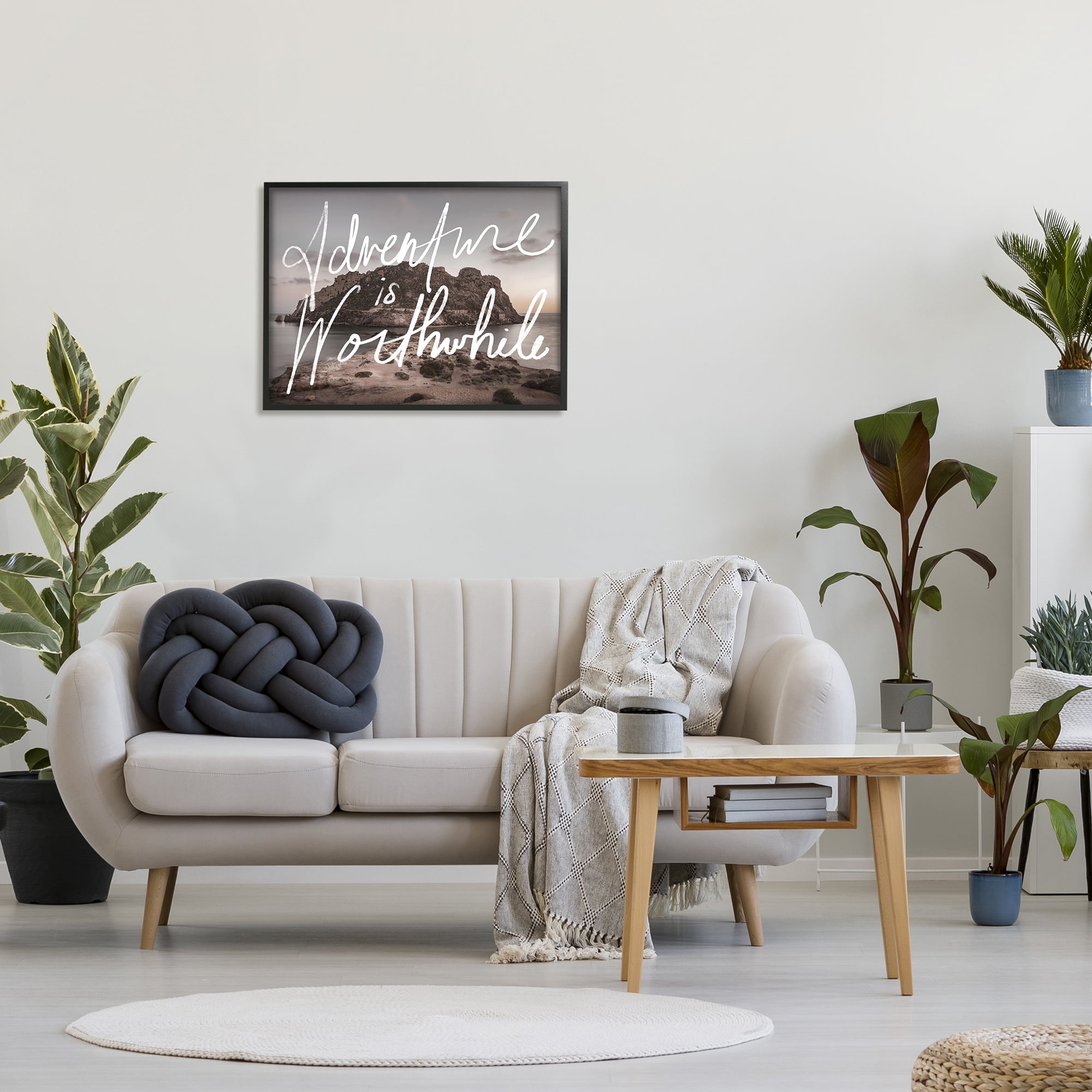 Stupell Industries Adventure is Worthwhile Nature Inspirational Painting Black Framed Art Print Wall Art, 30 x 24