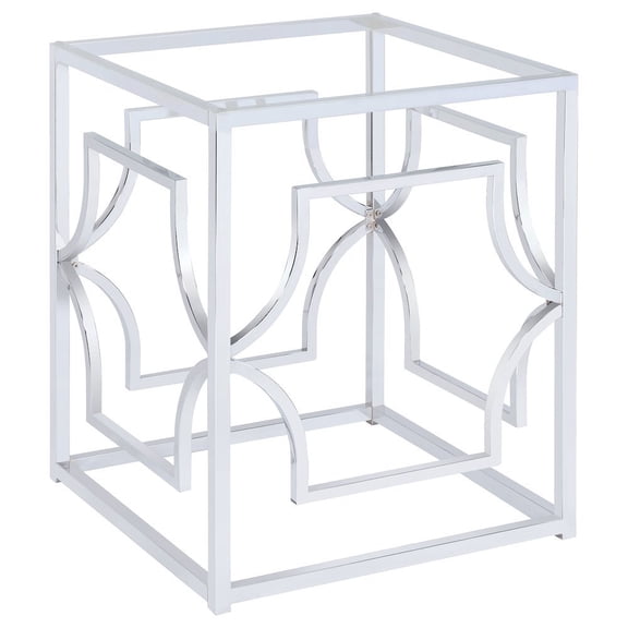 FurniFact Square Chrome Metal Dining Table Base with Contemporary Design and Sturdy Frame