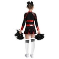 thumbnail image 2 of JanJean Costume de Cheerleader Halloween pour Filles Manches Longues Uniforme de Cheerleading Robe de Danse et Pompons Ensemble de Couvre-Chef Rouge&Blanc 6, 2 of 7