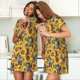 thumbnail image 4 of Easygdp Sunflowers Vintage Camisón de manga corta para mujer, informal, estampado, 4 of 6