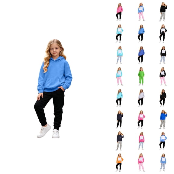Girls 2 Piece Outfits Hoodie Sweatpants Sweatsuits Set | for Girls, Girls,Long Sleeve Drop Shoulder Sweatshirts Pants