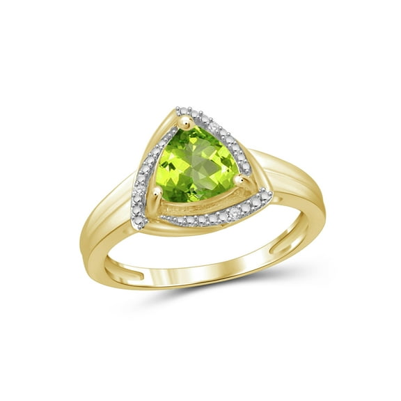1 1/2 Carat T.G.W. Peridot And White Diamond Accent 14k Gold Over Silver Ring
