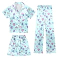 thumbnail image 2 of CAIXIA Girls Pajama Set Pants 3 Piece Cute Patterns Silk Pajamas Plus Size Tee,pants & Shorts Comfort Sleepwear Loungewear Sets Nightwear for Bedtime,01-Sky Blue, 2 of 6
