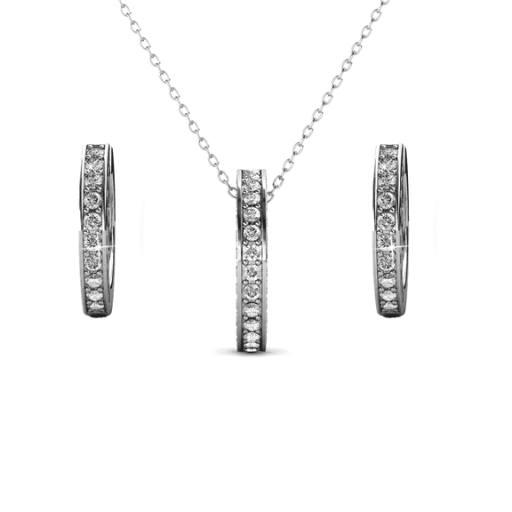 Cate & Chloe Viviana 18k White Gold Plated Silver Jewelry Set with Swarovski Crystals for Women