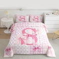 thumbnail image 2 of Castle Fairy Bow Knot Personalized Initial S Twin Comforter Sets,Pink Bow-Tie Bedding Set, 2 of 8