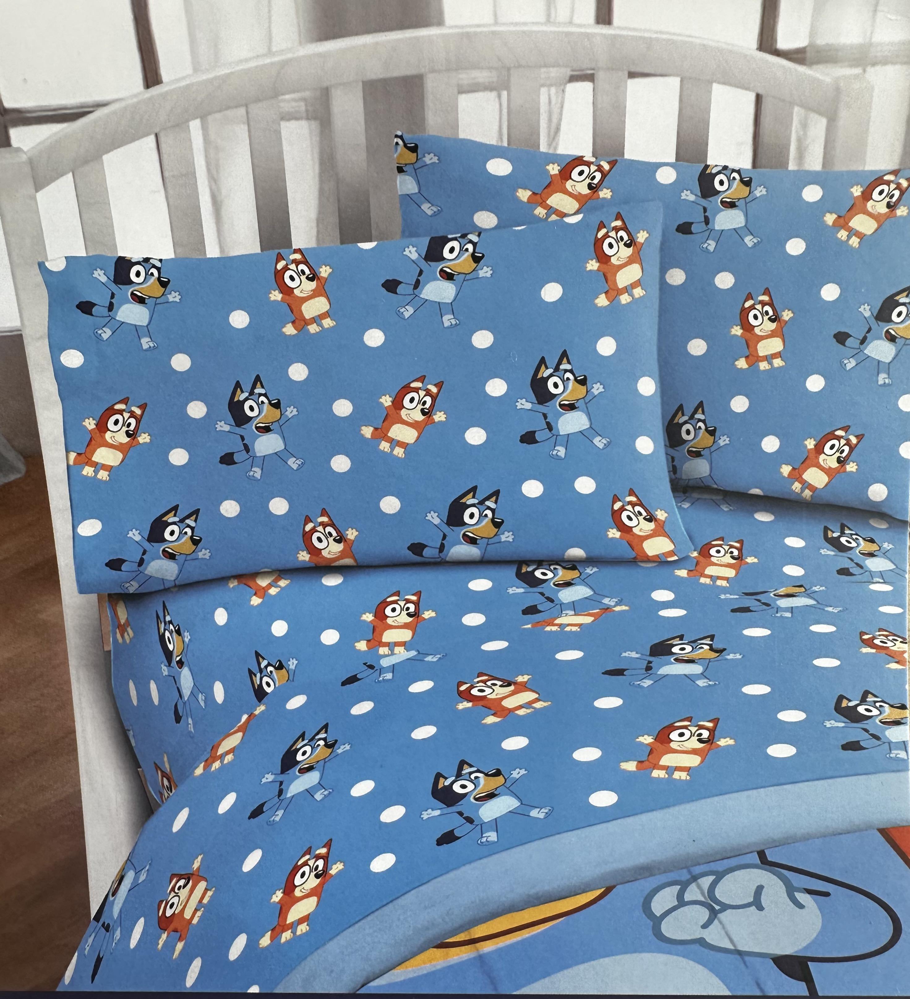 Bluey Blue Polka Dots Twin Sheet Kids Set, 3 Pieces