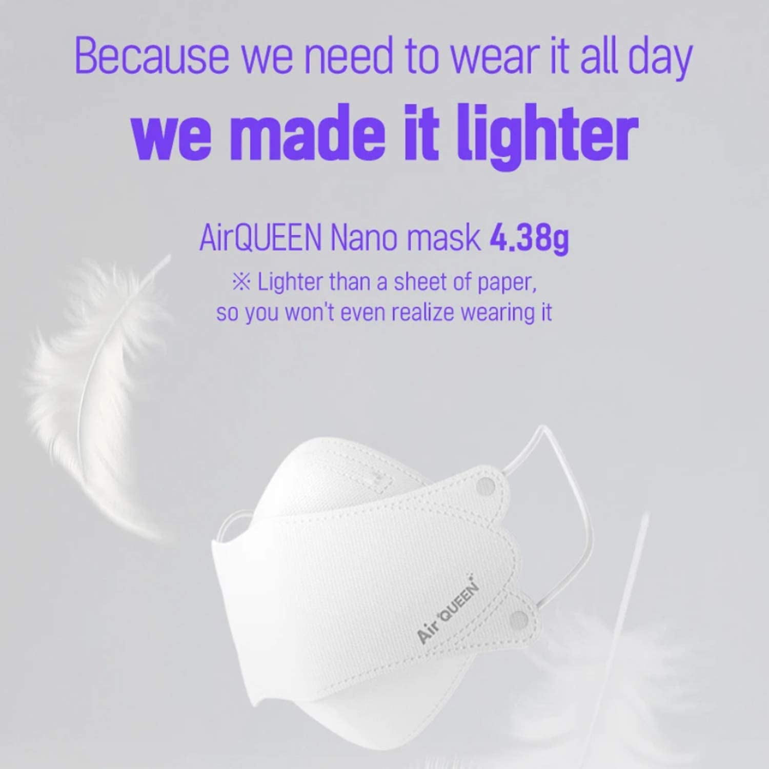 Air Queen 3-Layer Nano-Filter Face Mask for Adults, Breathable Face Mask, Re ble Face Mask