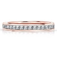 thumbnail image 1 of JeenMata Alianza de Bodas de 0,25 Quilates con Piedra Natal de Abril en Corte Princesa: Banda con Canal Pavé, Baño de Oro Rosa de 18 K sobre Plata, 1 of 7