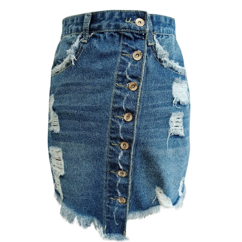 Ruziyoog Women Summer Denim Jean Mini Skirt Plus Size High Waisted ...
