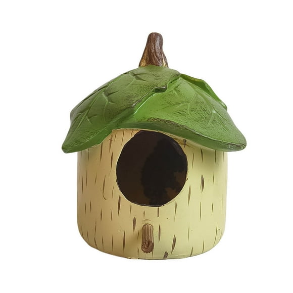 Fesfesfes Clearance Cottage Bird House ,Hand-Painted Polyresin Hanging Shelter with Woodland Carvings, Weather Proof Garden Decor Hanging Birdhouse for Outdoor Patio Garden Decorative Pet Green