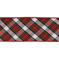 thumbnail image 2 of LaRibbons 4" Wired Dupioni Ribbon, Red/Green/Black/White Small Plaid Bias Cut Double-Fused Red Backing, 5 Yard Roll, 2 of 6