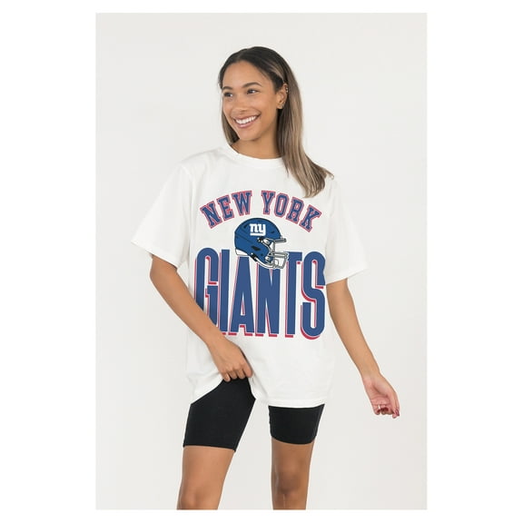 Women's Gameday Couture  White New York Giants Oversized Classic Fierce Focus T-Shirt