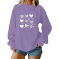 thumbnail image 4 of Womens Valentine's Day Sweatshirt Oversized Cropped Heart Print, Casual Soft Polyester Crewneck for Lounge & Gift for Her, Purple,Size M, 4 of 5