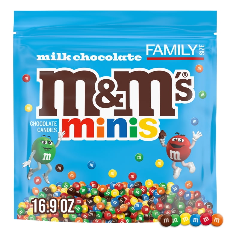 3 pack) M&M's MINIS Milk Chocolate Candy, Family Size, 16.9 oz Bag