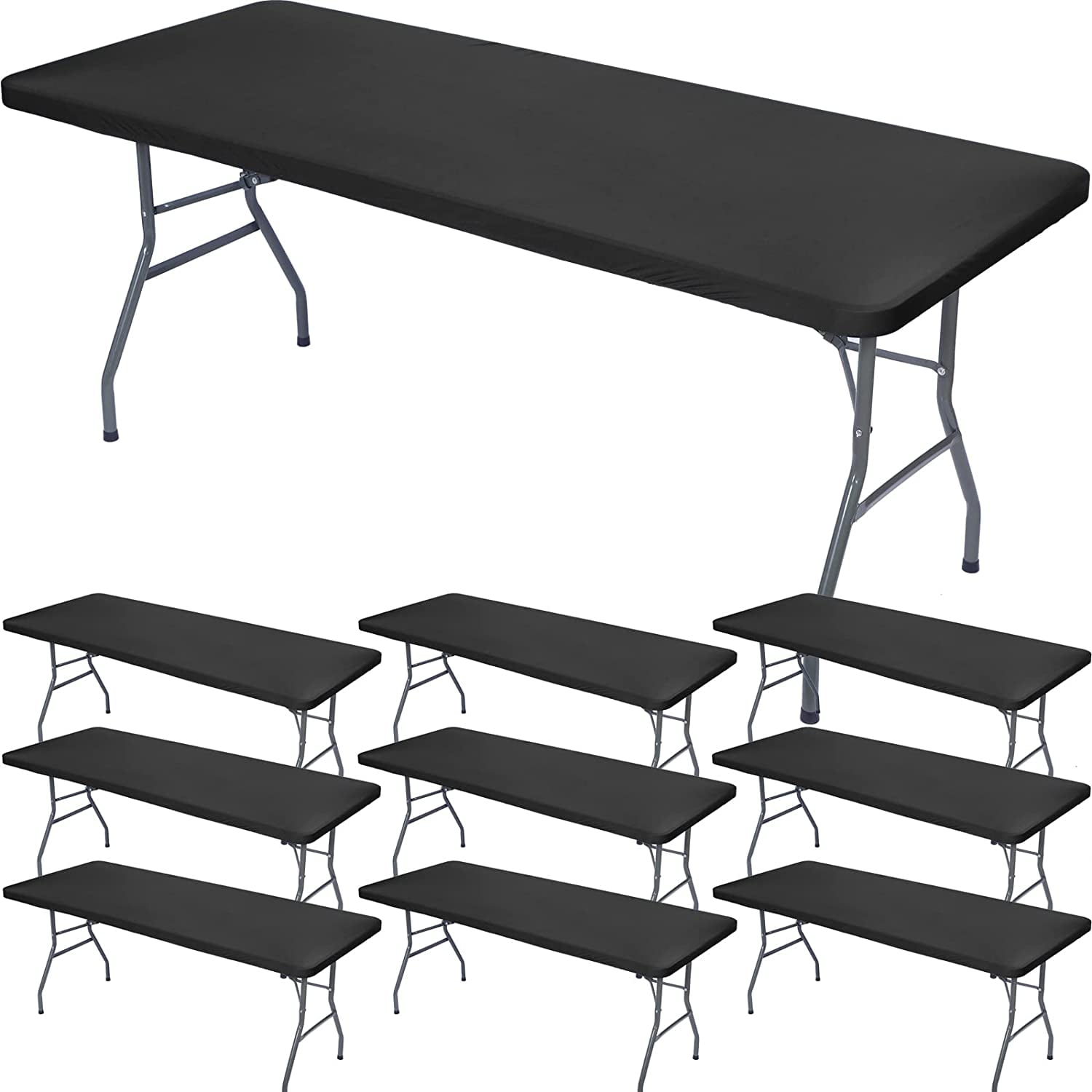10 Pcs Polyester Fitted Tablecloth Folding Table Cover Fitted Table