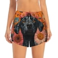 thumbnail image 2 of Balery Sunflower Black Dog Pattern Women's Running Shorts with Liner 2 Pockets Elastic Workout Athletic Gym Yoga Shorts-XX-Large, 2 of 7