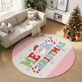 thumbnail image 4 of Merry Christmas Washable Round Area Rug 3 ft, Boho Cute Santa Face Stars Beige Pink Soft Non‑Slip Rugs Stain Repellent Indoor Mats for Entryway, Bathroom, Bedside, Hallway Nook, 4 of 9