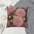 thumbnail image 2 of Floral Throw Pillow Cushion Case, Top View Illustration of Blossoming Chrysanthemums, Decorative Square Accent Pillow Cover, Pink Blush, 2 of 5