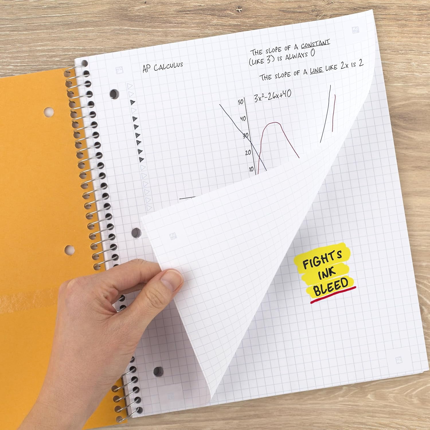 General Spiral Notebook + Study App, 5 Subject, College Ruled Paper, 8-1/2" x 11", 200 Sheets, Fights Ink Bleed, Water Resistant Cover, Prom Pink (820004R)