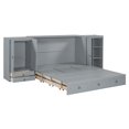 thumbnail image 5 of Queen Size Murphy Bed with USB Port, Little Wardrobes and Drawers for Bedroom Grey, 5 of 5