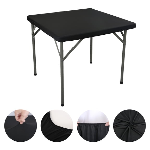2PCS Flexible Stretch Square Table Cover - Fits 34x34 in / 86x86 cm Tables, Elastic Spandex for Indoor/Outdoor, Washable Polyester Top